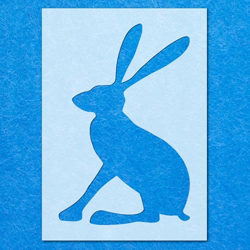 Schablone mit Hase, Hase, sitzend, Mylar, Airbrush, Wandkunst, Malerei, Handwerk, 2-A4-Schablone, Designgröße (255 mm, 165 mm) von LAZER NINJA