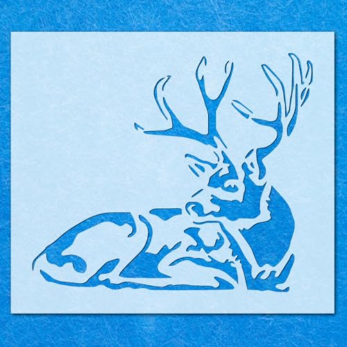 Schablone mit Hirsch, liegender Hirsch, Mylar, Airbrush, Malerei, Wandkunst, Handwerk von LAZER NINJA