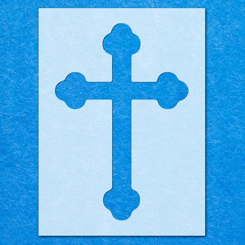 Schablone mit Jesus Christus, Stechpalmen-Kreuz: Mylar-Airbrush-Wandkunst, Malerei, Handwerk, 3-A6-Schablone, Designgröße (95 mm, 65 mm) von LAZER NINJA