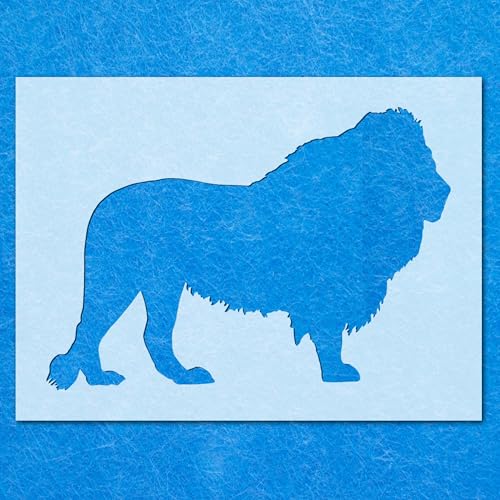 Schablone mit Löwen-Zoo-Afrika-Motiv: Mylar-Airbrush-Wandkunst, Malerei, Basteln, 190 Mikron, A5-Schablone, Designgröße (105 mm, 150 mm) von LAZER NINJA