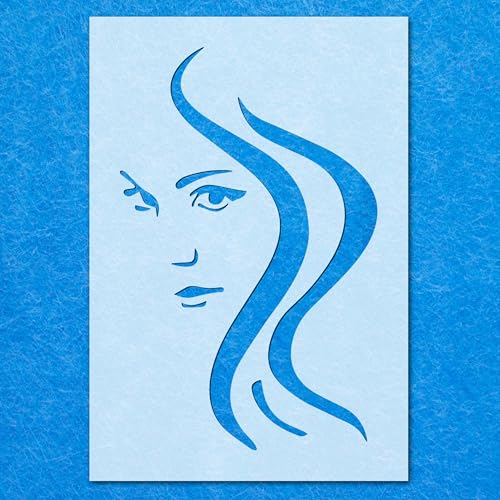 Schablone mit Mädchen-Gesicht, Mylar-Airbrush-Malerei, Wandkunst Schablone mit Mädchen-Gesicht, Mylar-Airbrush-Malerei, Wandkunst von LAZER NINJA