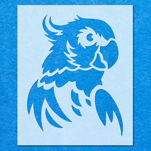 Schablone mit Papageiengesicht, Sprechender Vogel: Mylar-Airbrush-Schablone, Wandkunst, Malerei, Handwerk, 3-A4-Schablone, Designgröße (215 mm, 170 mm) von LAZER NINJA