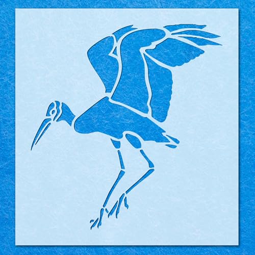 Schablone mit Reihervogel, fliegende Landung, Mylar, Airbrush, Malerei, Wandkunst, Handwerk von LAZER NINJA