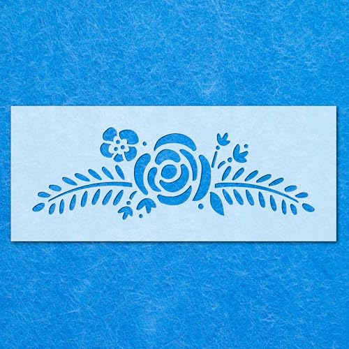 Schablone mit Rosenblättern, Mylar, Airbrush, Wandkunst, Malerei, Basteln, DIY-A5-Schablone, Designgröße (170 x 56 mm) von LAZER NINJA