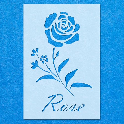 Schablone mit Rosenblüten im Vintage-Stil, Mylar, Airbrush-Malerei, Wandkunst von LAZER NINJA