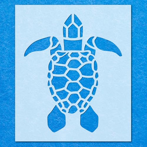 Schablone mit Schildkröten-Meeresformen, Mylar-Airbrush-Malerei, Wandkunst von LAZER NINJA