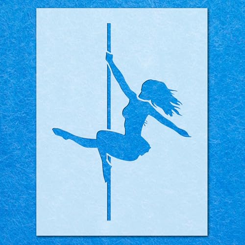 Schablone mit Stangentänzer-Silhouette, Mylar-Airbrush-Malerei, Wandkunst Schablone mit Stangentänzer-Silhouette, Mylar-Airbrush-Malerei, Wandkunst von LAZER NINJA