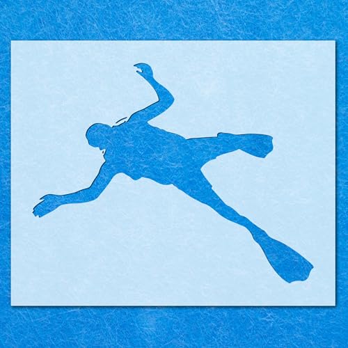 Schablone mit Taucher-Silhouette, Mylar, Airbrush-Malerei, Wandkunst, Handwerk Schablone mit Taucher-Silhouette, Mylar, Airbrush-Malerei, Wandkunst, Handwerk von LAZER NINJA