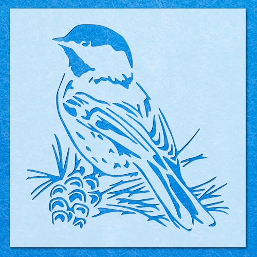 Schablone mit Vogel auf Tannenzapfen, Mylar, Airbrush, Malerei, Wandkunst, Handwerk Schablone mit Vogel auf Tannenzapfen, Mylar, Airbrush, Malerei, Wandkunst, Handwerk von LAZER NINJA