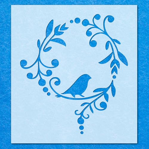 Schablone mit Vogel im Vintage-Stil, Blumenmuster, Mylar, Airbrush-Malerei, Wandkunst, Handwerk Schablone mit Vogel im Vintage-Stil, Blumenmuster, Mylar, Airbrush-Malerei, Wandkunst, Handwerk von LAZER NINJA