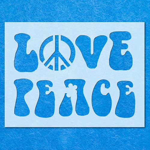 Schablone mit Zitat "Love Peace", Mylar, Airbrush, Malerei, Wandkunst, Handwerk von LAZER NINJA
