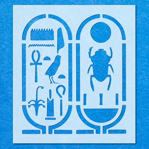Schablone mit ägyptischen Hieroglyphen, Mylar-Airbrush-Malerei, Wandkunst, Handwerk Schablone mit ägyptischen Hieroglyphen, Mylar-Airbrush-Malerei, Wandkunst, Handwerk von LAZER NINJA