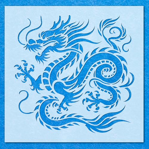 Schablone mit chinesischem Drachen, Mylar, Airbrush, Malerei, Wandkunst Schablone mit chinesischem Drachen, Mylar, Airbrush, Malerei, Wandkunst von LAZER NINJA