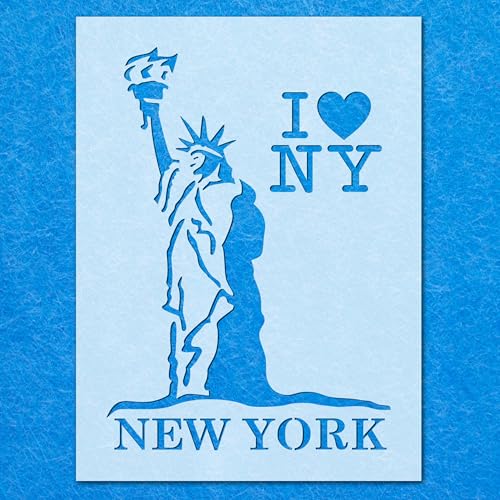 Schablone mit der Aufschrift "I Love New York", Freiheitsstatue, Mylar, Airbrush-Malerei, Wandkunst, Handwerk von LAZER NINJA