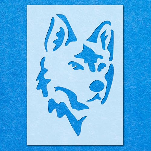 Schablone mit einfachem Wolfsgesicht, Mylar, Airbrush, Malerei, Wandkunst, Handwerk Schablone mit einfachem Wolfsgesicht, Mylar, Airbrush, Malerei, Wandkunst, Handwerk von LAZER NINJA