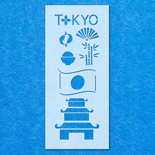 Schablone mit japanischen Flaggen-Symbolen, Mylar-Airbrush-Malerei, Wandkunst, Handwerk Schablone mit japanischen Flaggen-Symbolen, Mylar-Airbrush-Malerei, Wandkunst, Handwerk von LAZER NINJA