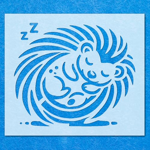Schablone mit lächelndem Igel, Mylar, Airbrush, Malerei, Wandkunst, Handwerk von LAZER NINJA