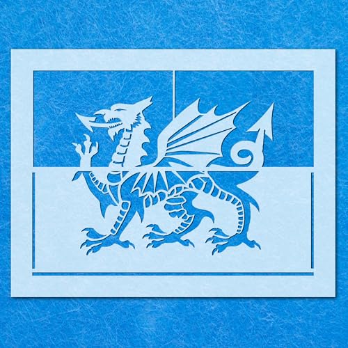 Schablone mit walisischer Flagge, Wales, Cymru, Mylar, Airbrush, Malerei, Wandkunst, Handwerk von LAZER NINJA