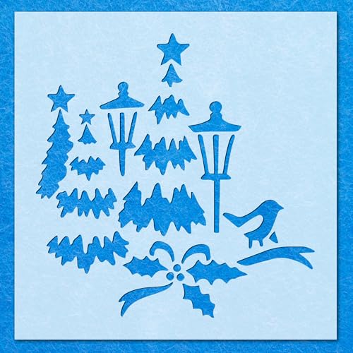 Schablone mit weihnachtlichen Bäumen, Mylar, Airbrush, Malerei, Wandkunst, Handwerk Schablone mit weihnachtlichen Bäumen, Mylar, Airbrush, Malerei, Wandkunst, Handwerk von LAZER NINJA