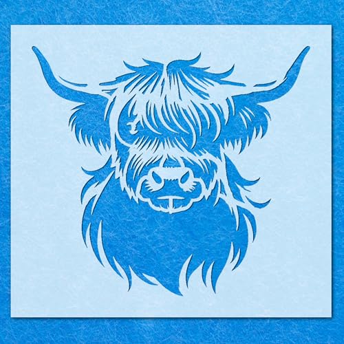 Schablonen mit 5 Highland-Kuh-Tieren, Mylar-Airbrush-Malerei, Wandkunst, Handwerk von LAZER NINJA