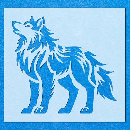 Schablonen mit Wolfsmotiv, Motiv: Wildtiere, Mylar, Airbrush, Malerei, Wandkunst, Basteln, 2 Stück von LAZER NINJA