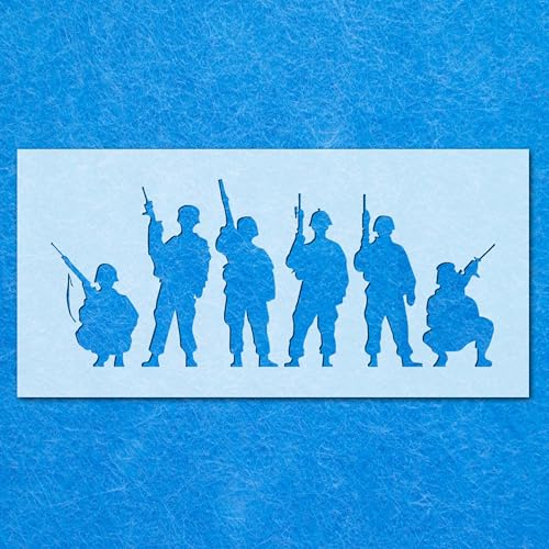 Soldat Army War Schablone: Mylar Airbrush-Wandkunst, Malerei, Handwerk, 190 Mikron, A2-Schablone, Designgröße (235 mm, 555 mm) von LAZER NINJA