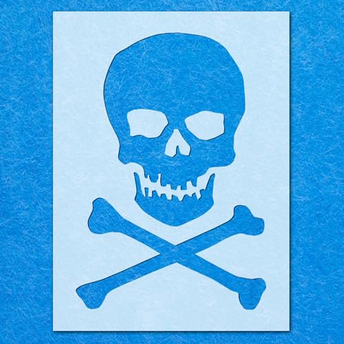 Totenkopf-Kreuz-Schablone, B1S, Mylar-Airbrush-Wandkunst, Malerei, Basteln, 4–190 Mikron, A5-Schablone – Designgröße (150 mm, 105 mm) von LAZER NINJA