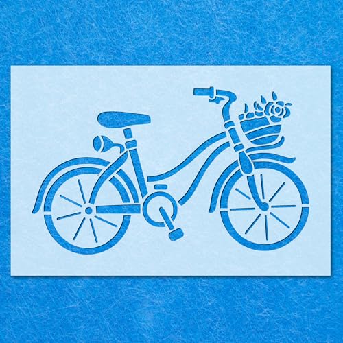 Vintage Old Bycicle Basket Stencil: Mylar Airbrush Wall Art Painting Crafts - A2 Schablone - Designgröße (554 x 335 mm) von LAZER NINJA