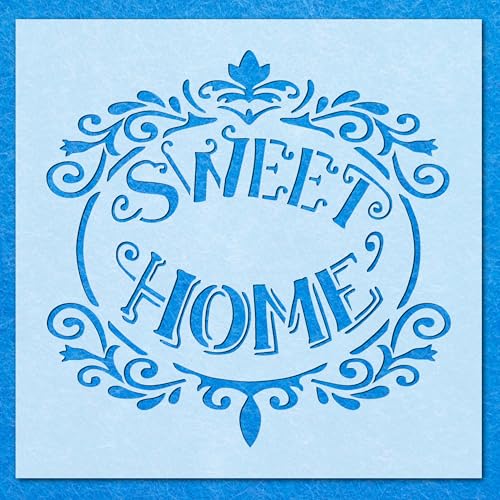 Vintage Shabby Chic Sweet Home Schablone: Mylar Airbrush Wandkunst Malerei Handwerk A4 Schablone - Designgröße (173 x 170 mm) von LAZER NINJA