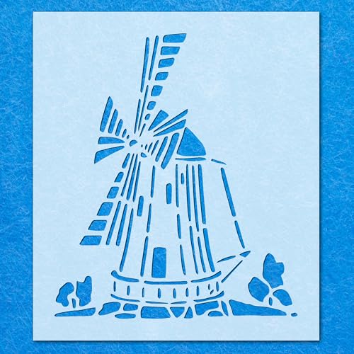 Windmühle Vintage Schablone, Mylar Airbrush Malerei Wandkunst Handwerk von LAZER NINJA