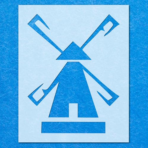 Windmühlen-Bauschablone: Mylar Airbrush Wandkunst Malerei Handwerk | DIY-A4 Schablone - Designgröße (220 x 170 mm) von LAZER NINJA