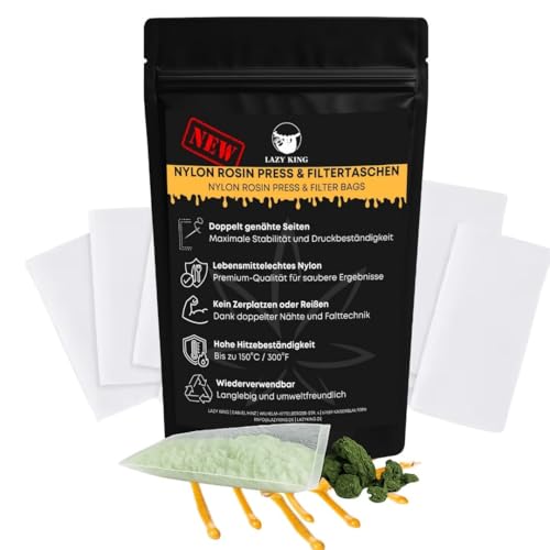Nylon Rosin Bags Press- & Filtertaschen - Doppel Nähte & Gefaltet - 2×4" (5×10 cm) – 35 | 90 | 120 µm – Lebensmittelecht - 10 Stück - Für Öl Extraktion & Rosin Presse (90 micron) von LAZY KING