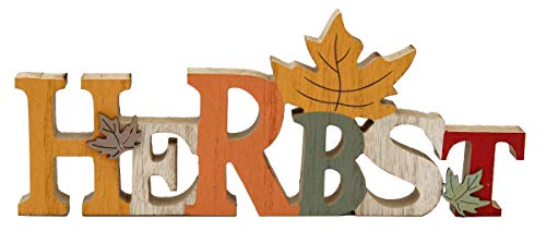 LB H&F Schriftzug Herbst zum hinstellen Holz Herbstblätter Blätter Natur 30 cm Gross Herbstdeko (Blatt) von LB H&F