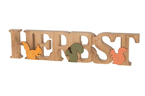 LB H&F Schriftzug Herbst zum hinstellen Holz Natur Eichhörnchen 35 cm Gross Herbstdeko (Natur) von LB H&F