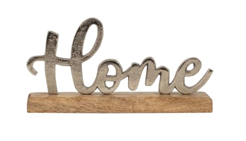 LB H&F Schriftzug Home Deko Schrift Holz Metall Silber Buchstaben zum hinstellen Alu Zuhause Natur (Home) von LB H&F