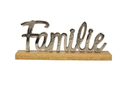 Schriftzug FAMILIE Lebensbaum Deko Baum Holz Metall Silber Buchstaben zum hinstellen Natur (Familie) von LB H&F