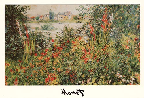 Kunstklappkarte Claude Monet Blumen bei Vetheuil Passepartout Kunstkarte Doppelkarte Grußkarte Glückwunschkarte Goldprägung von LBG