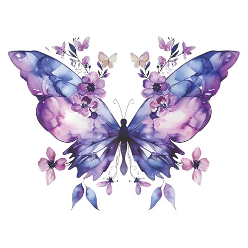 Aquarell Schmetterling Wandtattoo lila und blau Blumen Design 60cm x 40cm Aquarell Schmetterling Wandtattoo lila und blau Blumen Design 60cm x 40cm von LBHSWWX