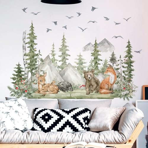 Waldtiere Wandtattoo Wald Berg Szene 150x96cm Kinderzimmer Wandaufkleber Set mit Bär Fuchs Hirsch Waldtiere Wandtattoo Wald Berg Szene 150x96cm Kinderzimmer Wandaufkleber Set mit Bär Fuchs Hirsch von LBHSWWX