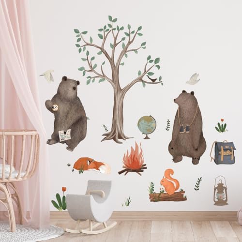 Woodland Camping Wandtattoo, Bären und Waldtiere, 170 x 140 cm Woodland Camping Wandtattoo, Bären und Waldtiere, 170 x 140 cm von LBHSWWX