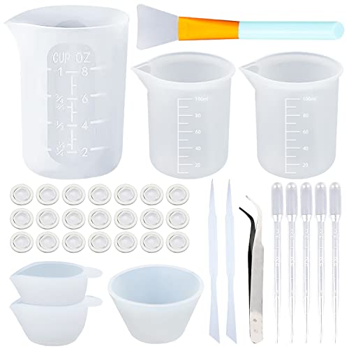 Silikon Messbecher Epoxidharz Zubehör Set 35 Stück 100ml 250ml Antihaft-Mischbecher für Basteln, Epoxidharz, Gießformen, Schmuck Machen, mit Löffel, Fingerlinge, Pinzette Silikon Messbecher Epoxidharz Zubehör Set 35 Stück 100ml 250ml Antihaft-Mischbecher für Basteln, Epoxidharz, Gießformen, Schmuck Machen, mit Löffel, Fingerlinge, Pinzette von LBING