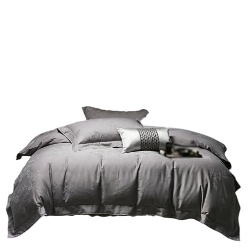 LBRTMED Bettbezug-Set, Fadenzahl 100, langstapelige Baumwolle, 4-teiliges Set aus reiner Baumwolle, Jacquard, 1 Bettbezug, 1 Bettlaken, 2 Kissenbezüge (King-Size) von LBRTMED