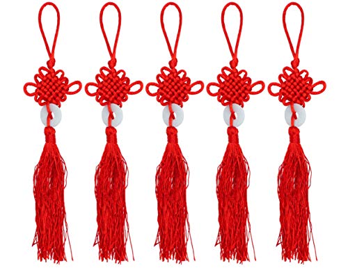 LBY Chinesische Quaste, chinesischer Knoten, rot, handgefertigt, orientalische Jade-Nachahmung, Friedens-Schnalle, Glücksbringer und Gesundheit, für Tür- und Auto-Dekoration, 5 Stück LBY Chinesische Quaste, chinesischer Knoten, rot, handgefertigt, orientalische Jade-Nachahmung, Friedens-Schnalle, Glücksbringer und Gesundheit, für Tür- und Auto-Dekoration, 5 Stück von LBY