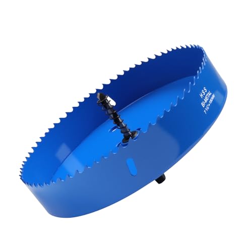 LC LICTOP 17,8 cm Lochsäge, Bimetall Cornhole Cutter, Heavy Duty HSS Blade Drill Bit for Ceiling Light, Wood, Soft Metal Sheet, Plastic Panel, Drywall and Fiberboard, with Positive Rake Teeth, Blue von LC LICTOP