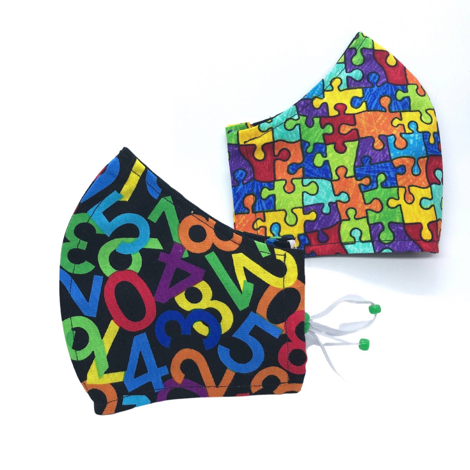 2Er Pack Zahlen-Puzzle Regenbogen Gesichtsmaskenhülle Mit Nasendraht Und Filtertasche Muttertagsgeschenk Xs Bis Xl Gesichtsmasken von LCDArtShop