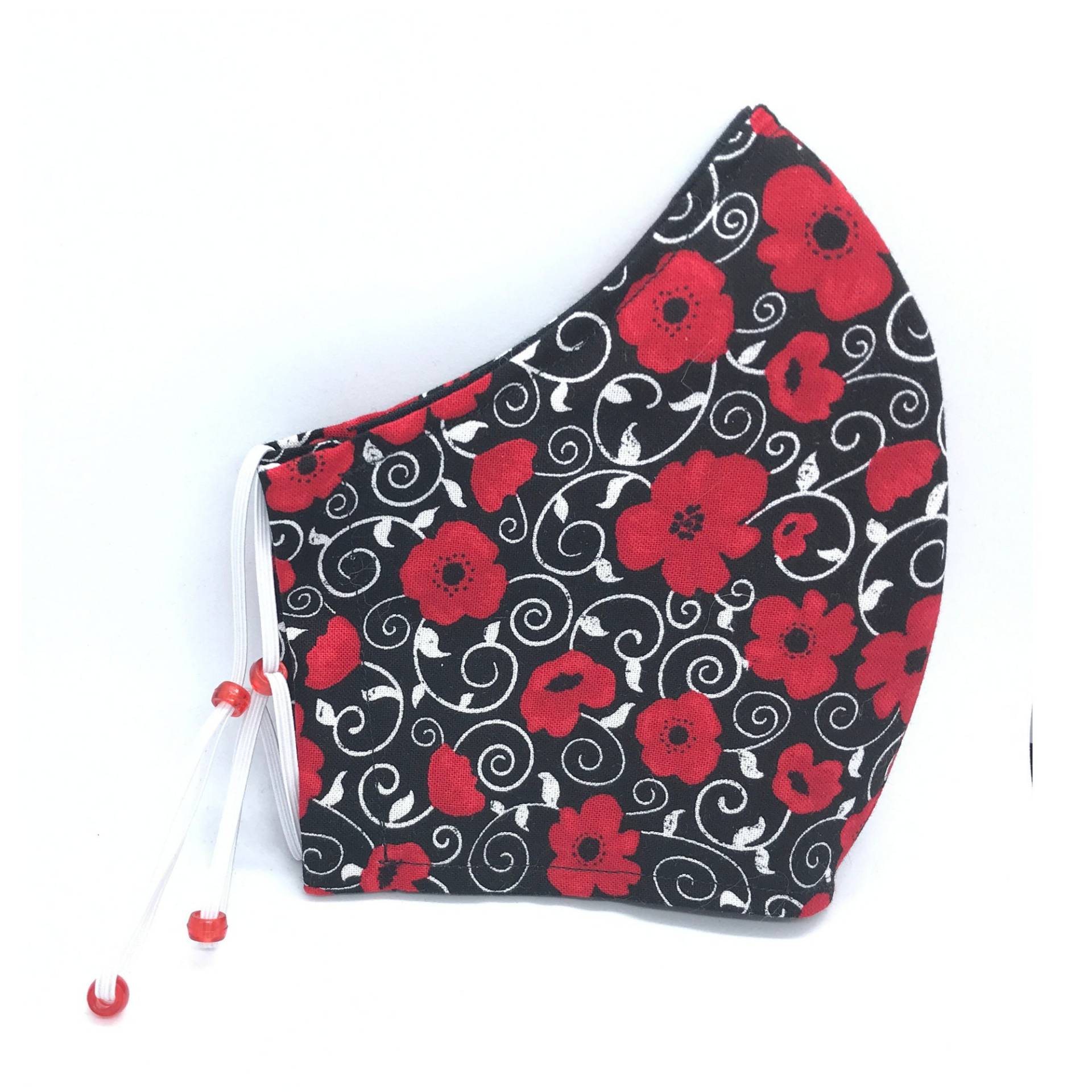 Black Red Poppy Maskenbezug Mit Nasendraht Und Filtertasche Xs Bis Xl Gesichtsmasken | Muttertagsgeschenk, Weihnachtsgeschenk von LCDArtShop