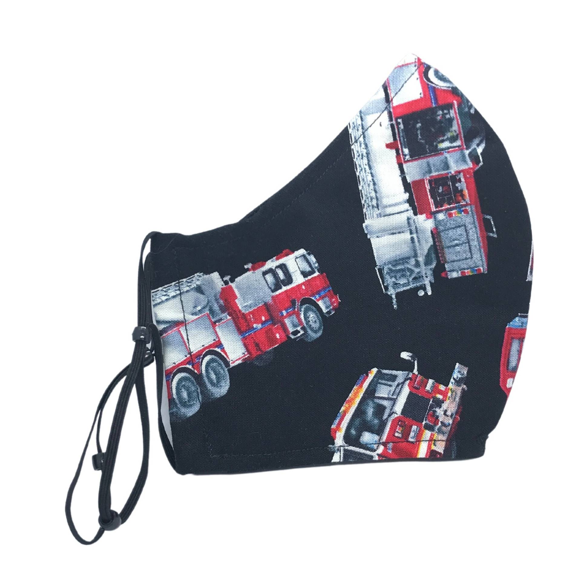 Schwarz-Roter Feuerwehrauto-Gesichtsmaskenbezug Mit Nasendraht Und Filtertasche Muttertagsgeschenk Xs - Bis Xl-Gesichtsmasken von LCDArtShop