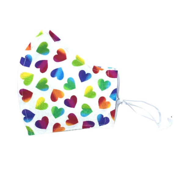 Weiße Regenbogenherzen-Gesichtsmaske Mit Nasendraht Und Filtertasche Muttertagsgeschenk Für Sie Kleine Designer-Gesichtsmaske Xs - Bis Xl-Masken von LCDArtShop