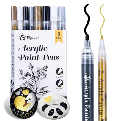 8pcs Acrylstifte für Steine Wasserfest, LCDGTJ 4 Farben 0.7mm Feine Spitze & 1mm Pinselspitze Acrylfarben Set, Multimarker Glasmalstifte für Kinder, DIY Bemalen, Holz, Leinwand, Keramik, Tassen,Papier 8pcs Acrylstifte für Steine Wasserfest, LCDGTJ 4 Farben 0.7mm Feine Spitze & 1mm Pinselspitze Acrylfarben Set, Multimarker Glasmalstifte für Kinder, DIY Bemalen, Holz, Leinwand, Keramik, Tassen,Papier von LCDGTJ