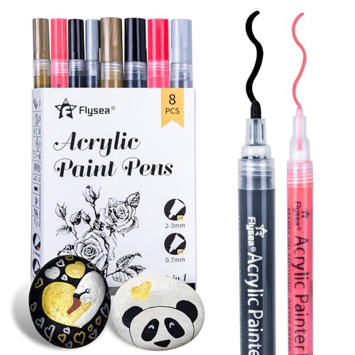 Acrylstifte für Steine Wasserfest, LCDGTJ 8 Pack 4 Feine Spitze und 4 Pinselspitze Acrylic Paint Marker Set - Multimarker für Tassen, Bemalen, Keramik, Leinwand, Holz, Leder, DIY, Kunststoff, Geschenk Acrylstifte für Steine Wasserfest, LCDGTJ 8 Pack 4 Feine Spitze und 4 Pinselspitze Acrylic Paint Marker Set - Multimarker für Tassen, Bemalen, Keramik, Leinwand, Holz, Leder, DIY, Kunststoff, Geschenk von LCDGTJ